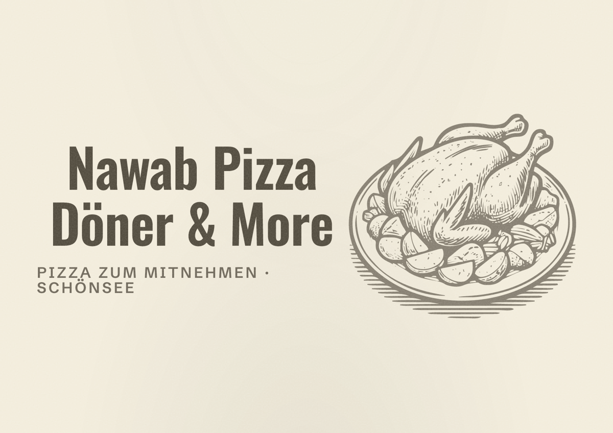 Illustriertes Poster von Nawab Pizza Döner & More, Pizza zum Mitnehmen in Schönsee
