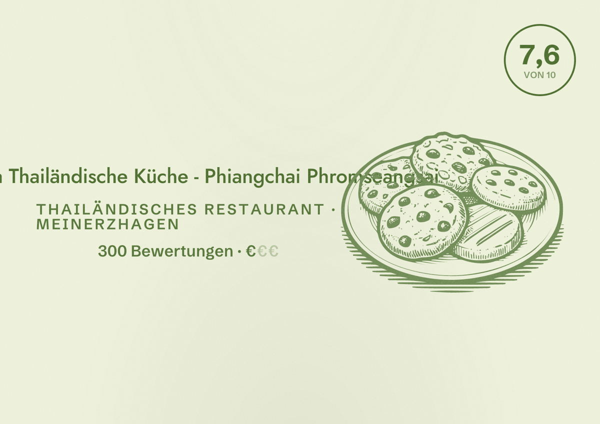 Illustriertes Poster von Nayana Thailändische Küche - Phiangchai Phromseangsai, Thailändisches Restaurant in Meinerzhagen: Bewertung 7,6 von 10 aus 300 Bewertungen, Preisniveau €