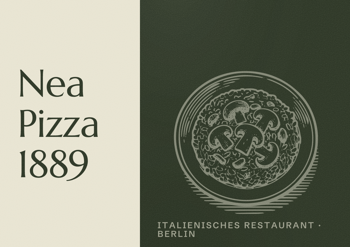 Illustriertes Poster von Nea Pizza 1889, Italienisches Restaurant in Berlin