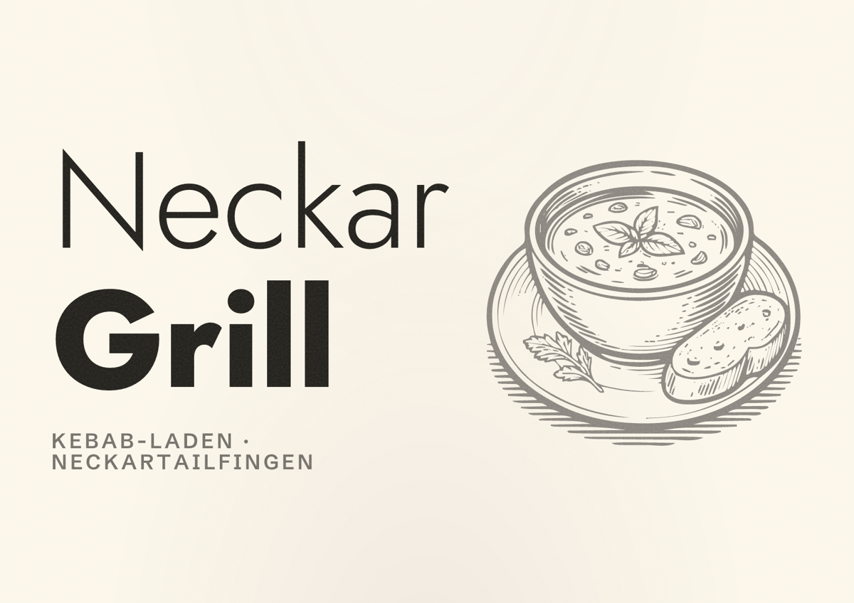 Illustriertes Poster von Neckar Grill, Kebab-Laden in Neckartailfingen