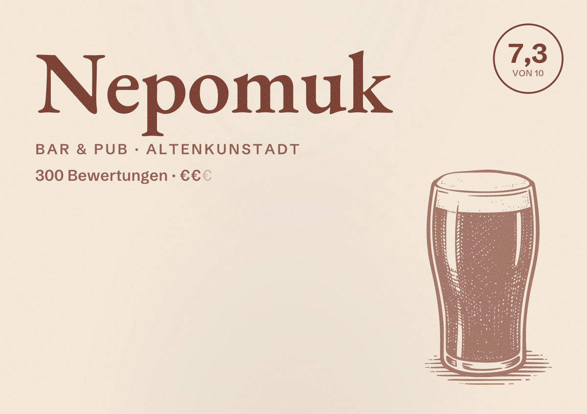 Illustriertes Poster von Nepomuk, Bar & Pub in Altenkunstadt: Bewertung 7,3 von 10 aus 300 Bewertungen, Preisniveau €€