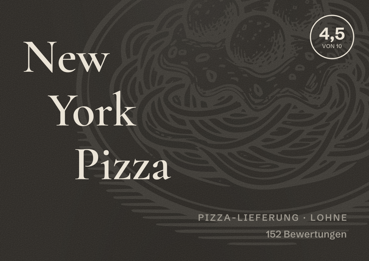 Illustriertes Poster von New York Pizza, Pizza-Lieferung in Lohne: Bewertung 4,5 von 10 aus 152 Bewertungen