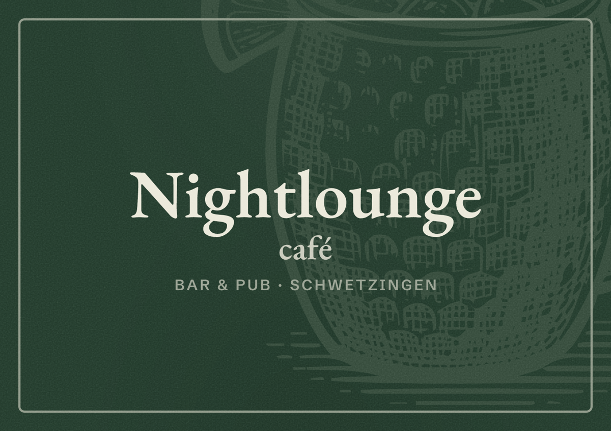 Illustriertes Poster von Nightlounge café, Bar & Pub in Schwetzingen