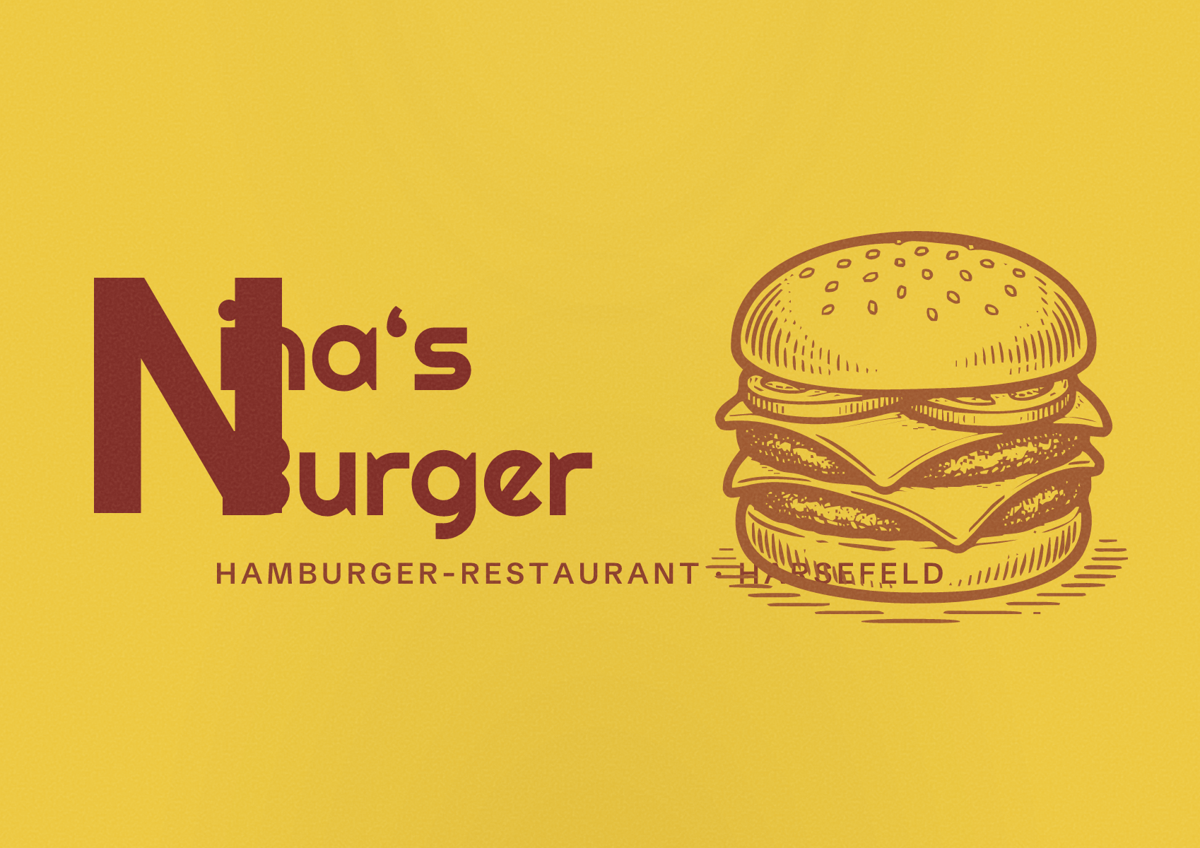 Illustriertes Poster von Nina‘s Burger, Hamburger-Restaurant in Harsefeld