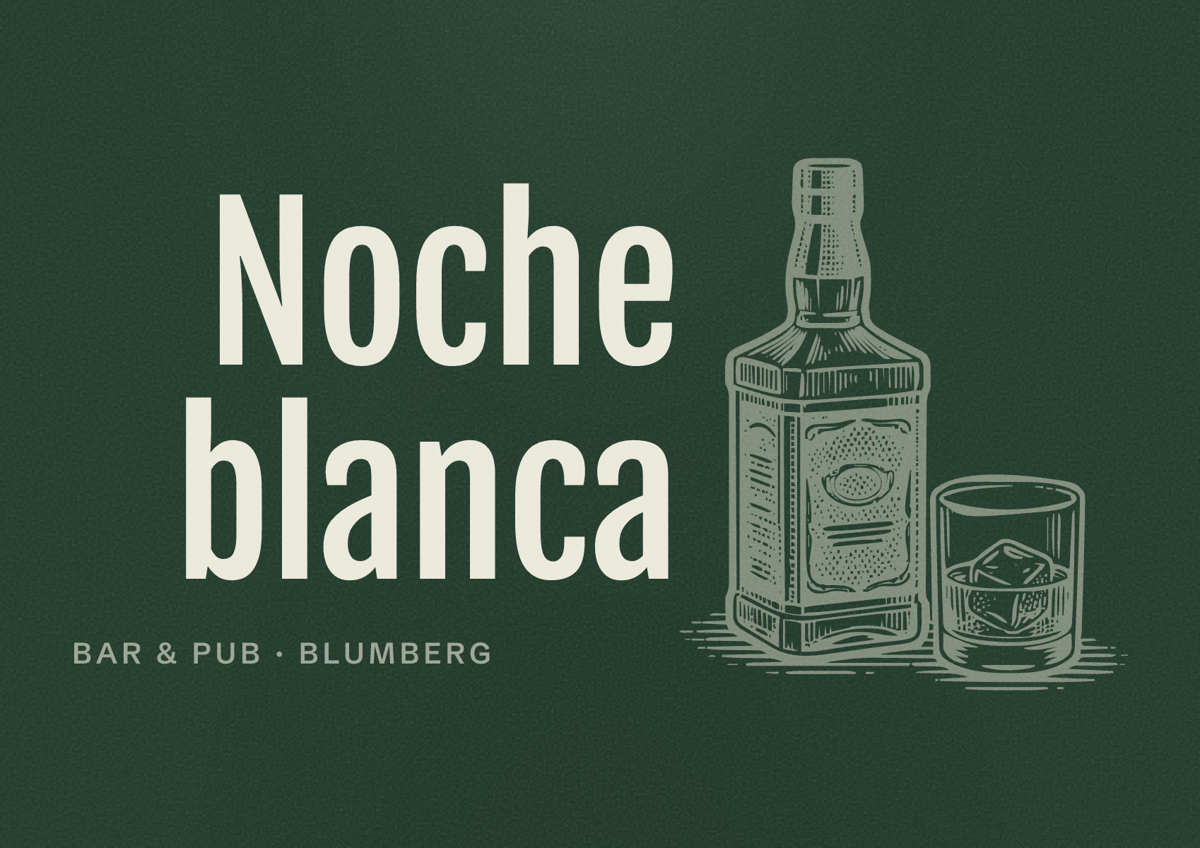 Illustriertes Poster von Noche blanca, Bar & Pub in Blumberg