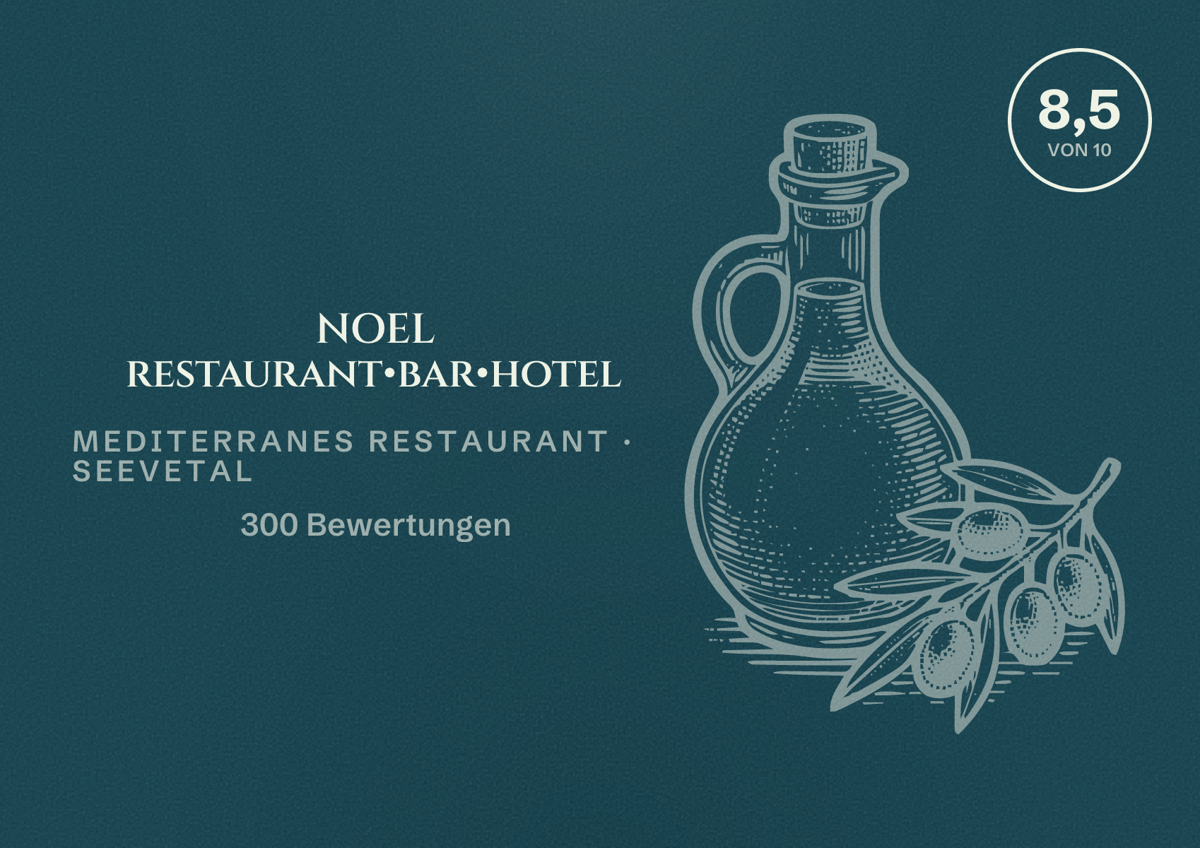 Illustriertes Poster von NOEL restaurant•bar•hotel, Mediterranes Restaurant in Seevetal: Bewertung 8,5 von 10 aus 300 Bewertungen