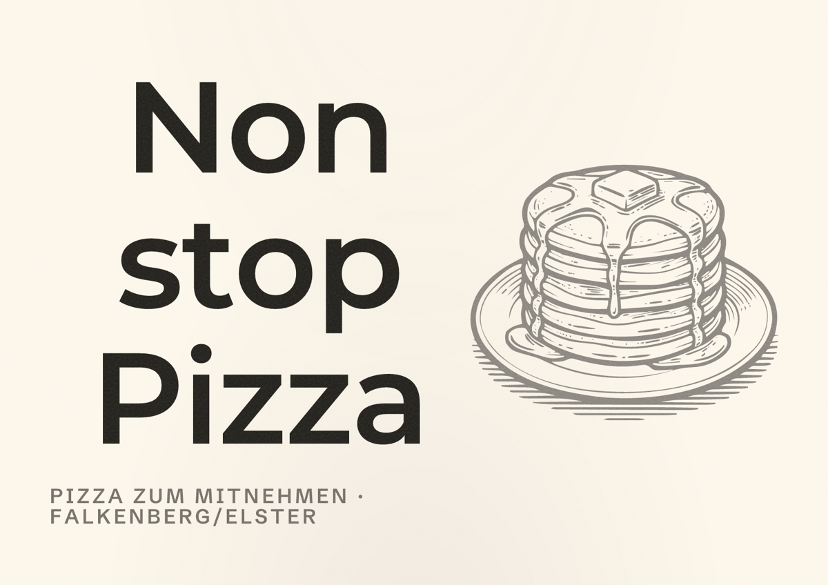 Illustriertes Poster von Non stop Pizza, Pizza zum Mitnehmen in Falkenberg/Elster