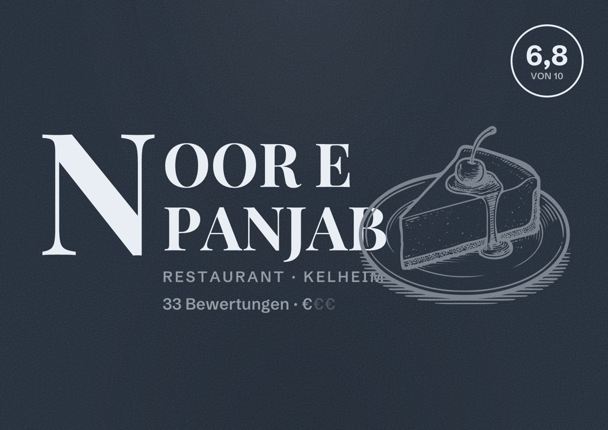 Illustriertes Poster von NOOR E PANJAB, Restaurant in Kelheim: Bewertung 6,8 von 10 aus 33 Bewertungen, Preisniveau €