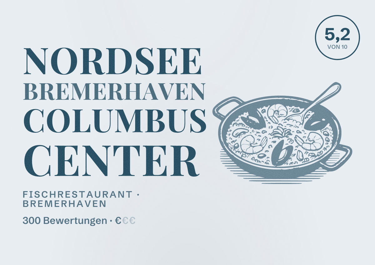 Illustriertes Poster von NORDSEE Bremerhaven Columbus Center, Fischrestaurant in Bremerhaven: Bewertung 5,2 von 10 aus 300 Bewertungen, Preisniveau €