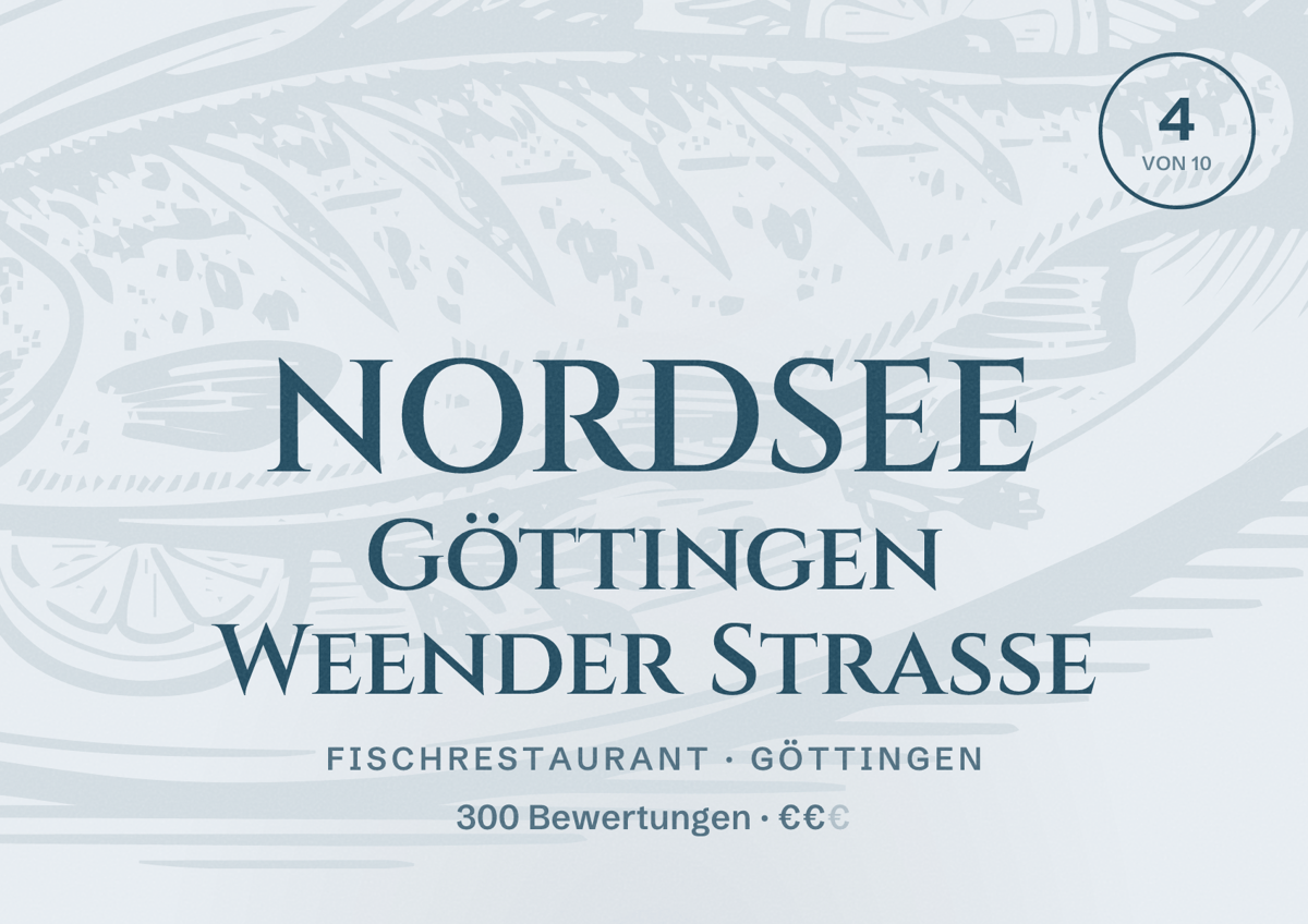 Illustriertes Poster von NORDSEE Göttingen Weender Straße, Fischrestaurant in Göttingen: Bewertung 4 von 10 aus 300 Bewertungen, Preisniveau €€