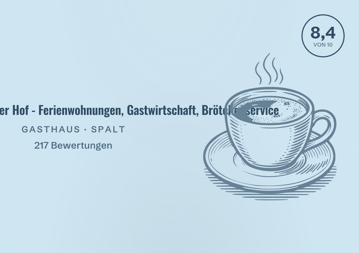 Illustriertes Poster von Noudlsberger Hof - Ferienwohnungen, Gastwirtschaft, Brötchenservice, Gasthaus in Spalt: Bewertung 8,4 von 10 aus 217 Bewertungen