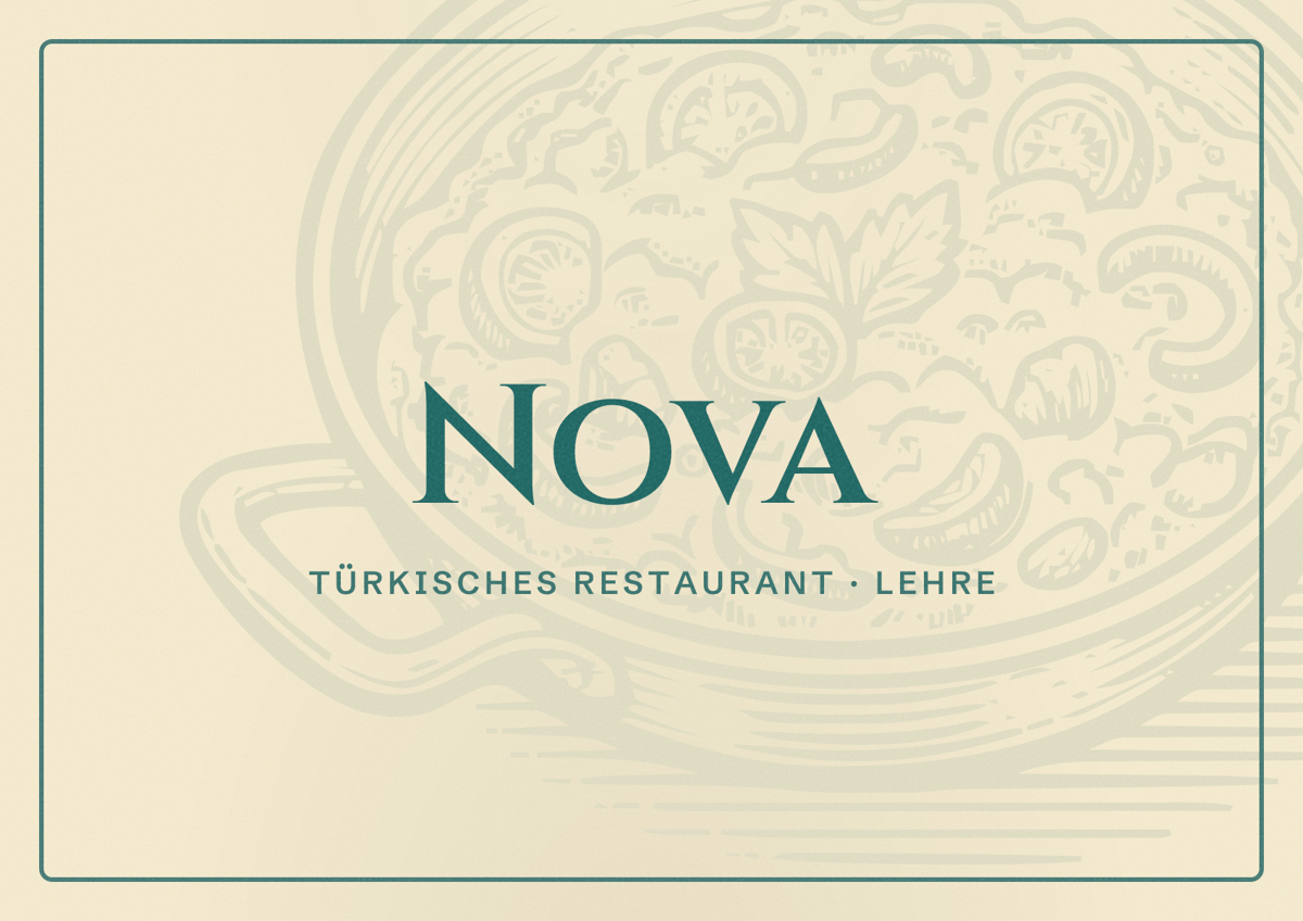 Illustriertes Poster von Nova, Türkisches Restaurant in Lehre
