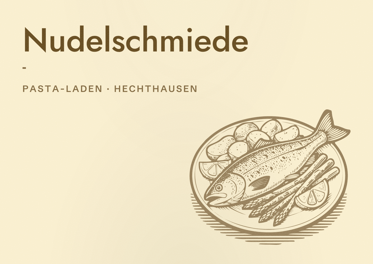 Illustriertes Poster von Nudelschmiede -, Pasta-Laden in Hechthausen