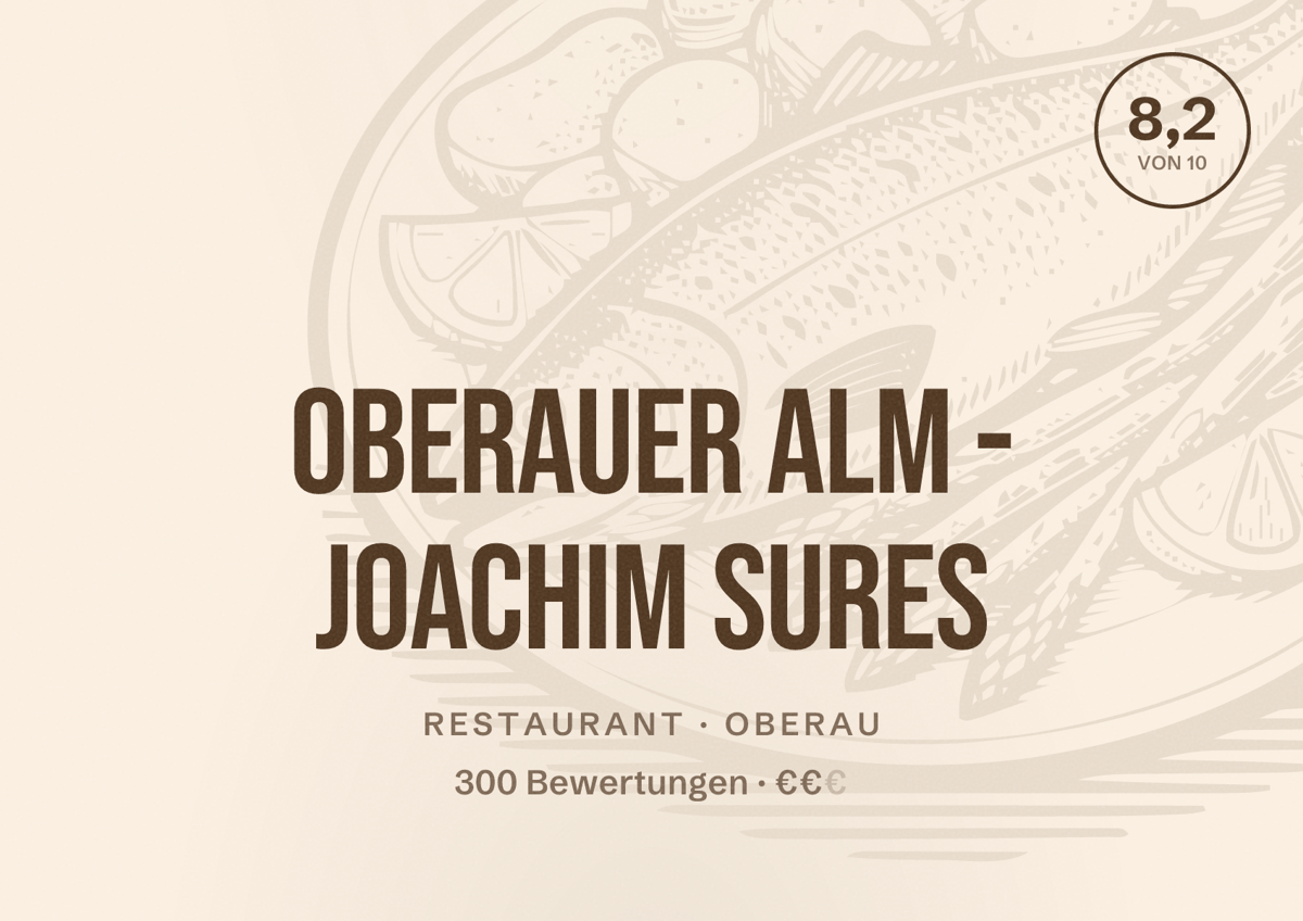 Illustriertes Poster von Oberauer Alm - Joachim Sures, Restaurant in Oberau: Bewertung 8,2 von 10 aus 300 Bewertungen, Preisniveau €€