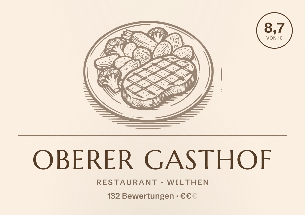 Illustriertes Poster von Oberer Gasthof, Restaurant in Wilthen: Bewertung 8,7 von 10 aus 132 Bewertungen, Preisniveau €€