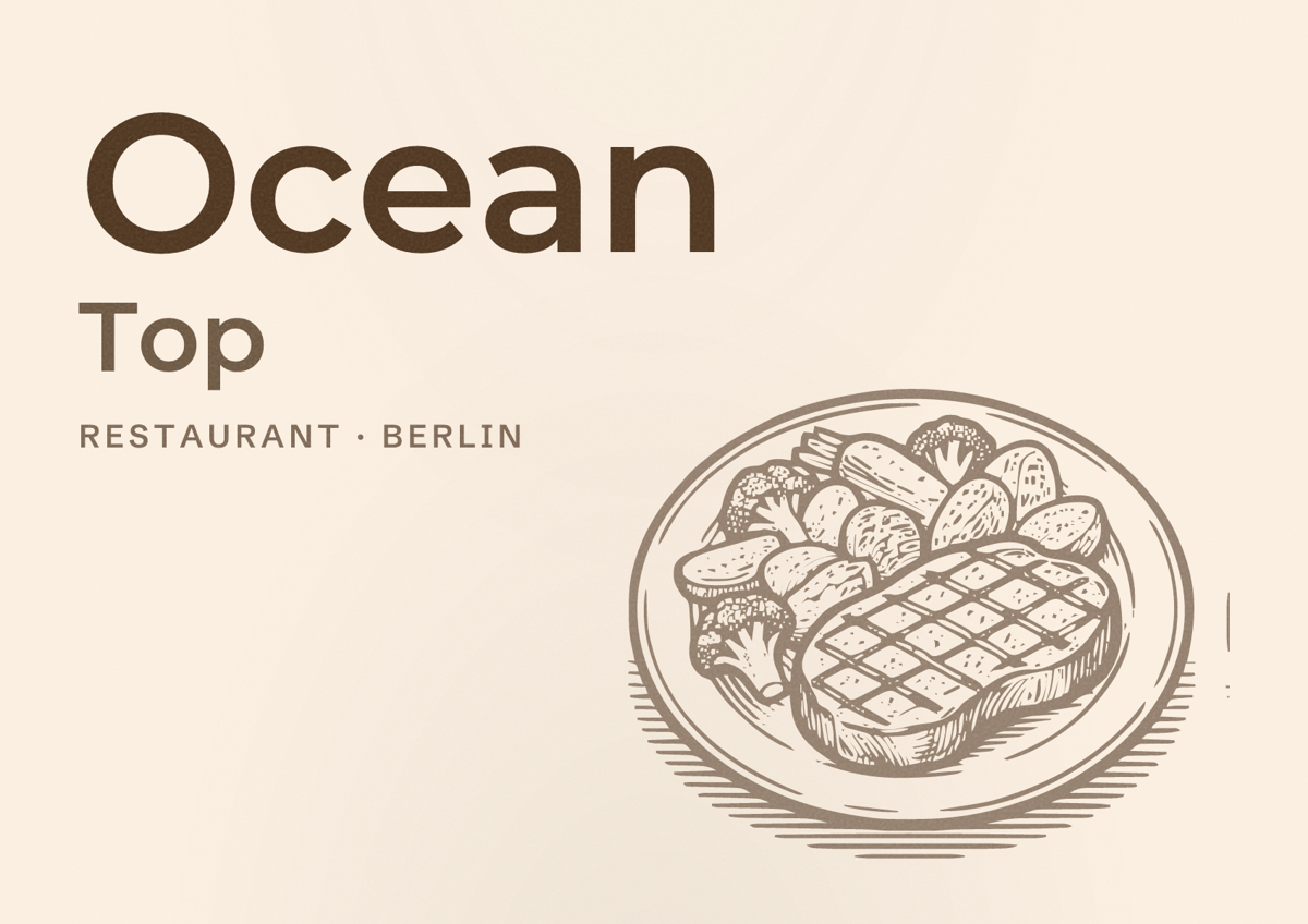Illustriertes Poster von Ocean Top, Restaurant in Berlin