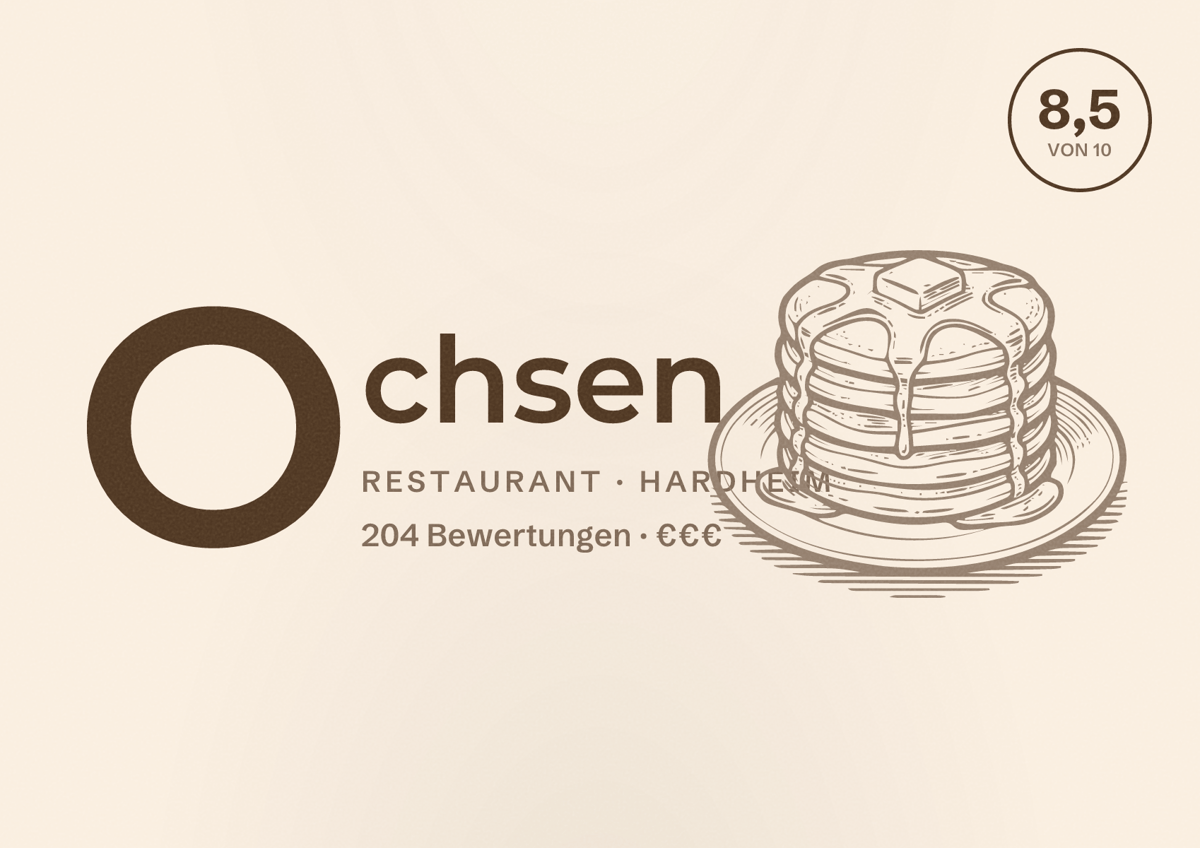 Illustriertes Poster von Ochsen, Restaurant in Hardheim: Bewertung 8,5 von 10 aus 204 Bewertungen, Preisniveau €€€