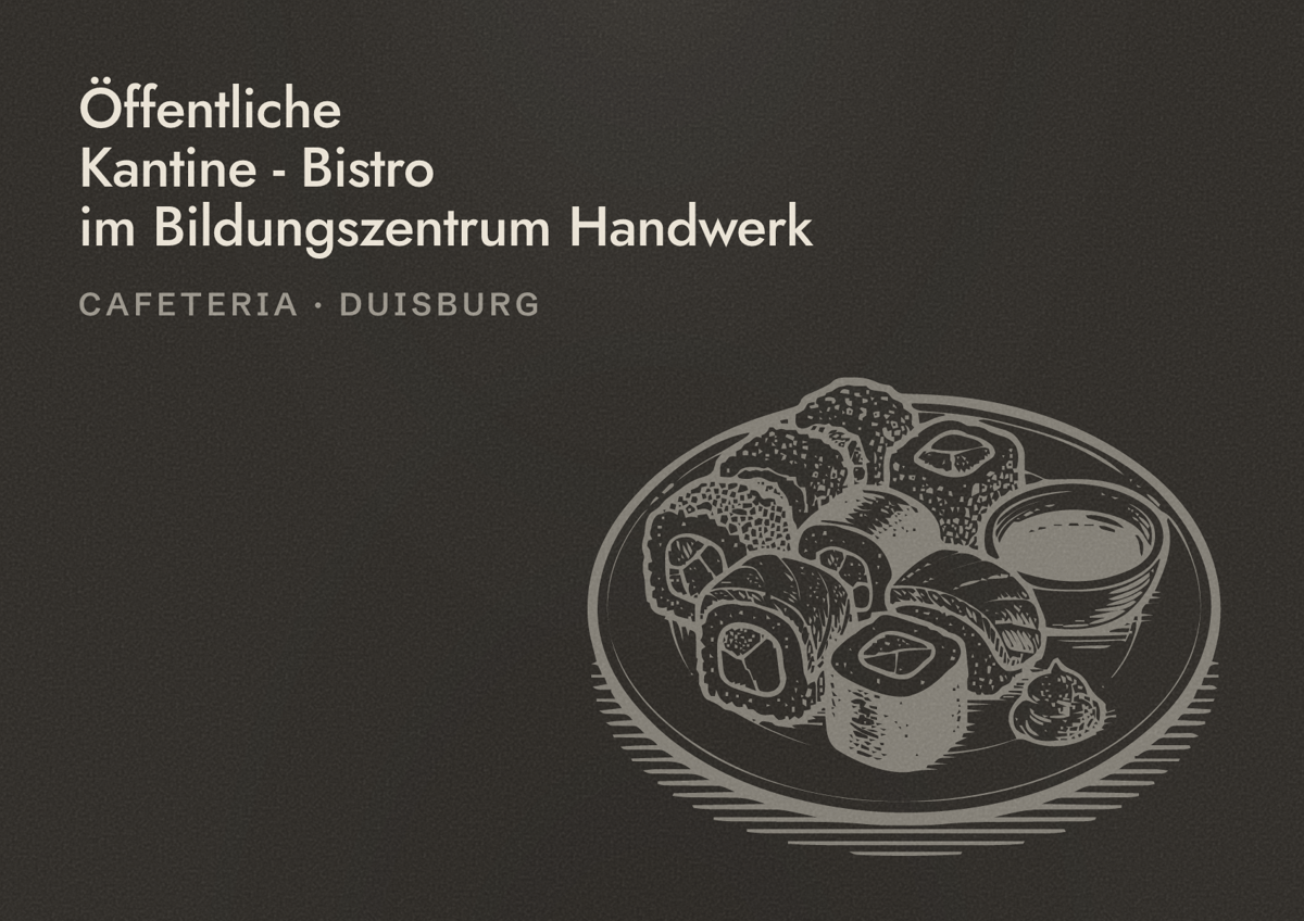 Illustriertes Poster von Öffentliche Kantine - Bistro im Bildungszentrum Handwerk, Cafeteria in Duisburg