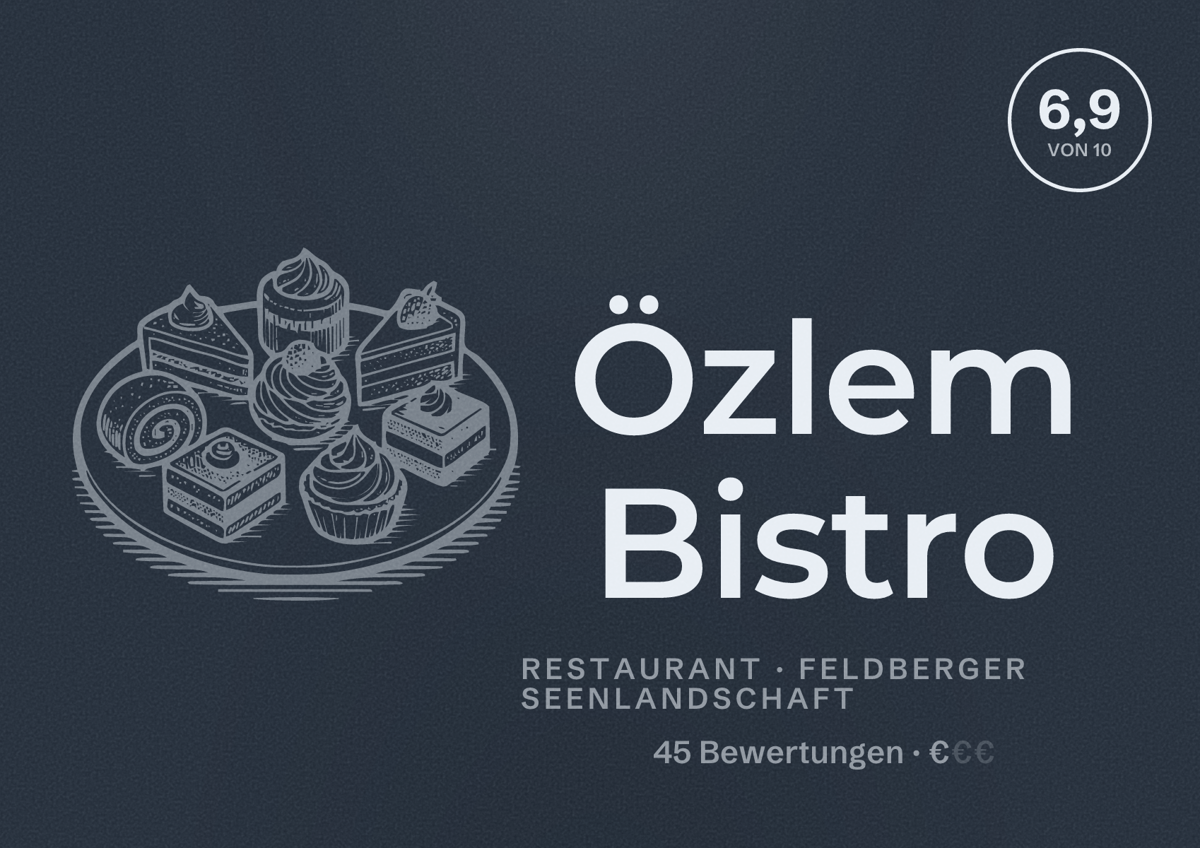Illustriertes Poster von Özlem Bistro, Restaurant in Feldberger Seenlandschaft: Bewertung 6,9 von 10 aus 45 Bewertungen, Preisniveau €