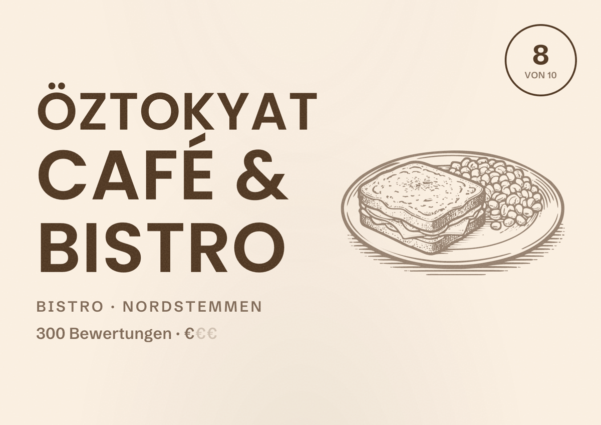 Illustriertes Poster von ÖZTOKYAT Café & Bistro, Bistro in Nordstemmen: Bewertung 8 von 10 aus 300 Bewertungen, Preisniveau €