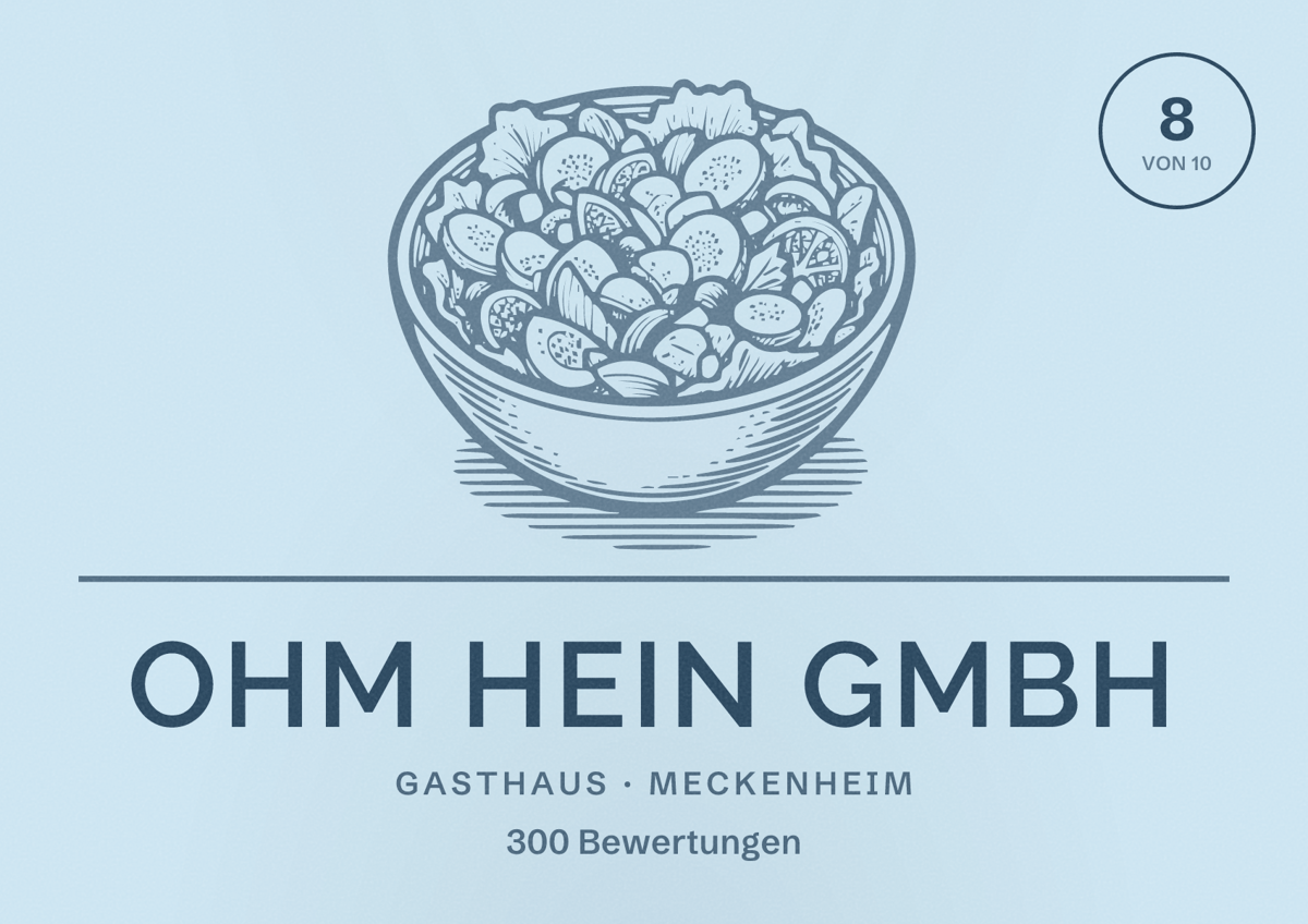 Illustriertes Poster von Ohm Hein GmbH, Gasthaus in Meckenheim: Bewertung 8 von 10 aus 300 Bewertungen