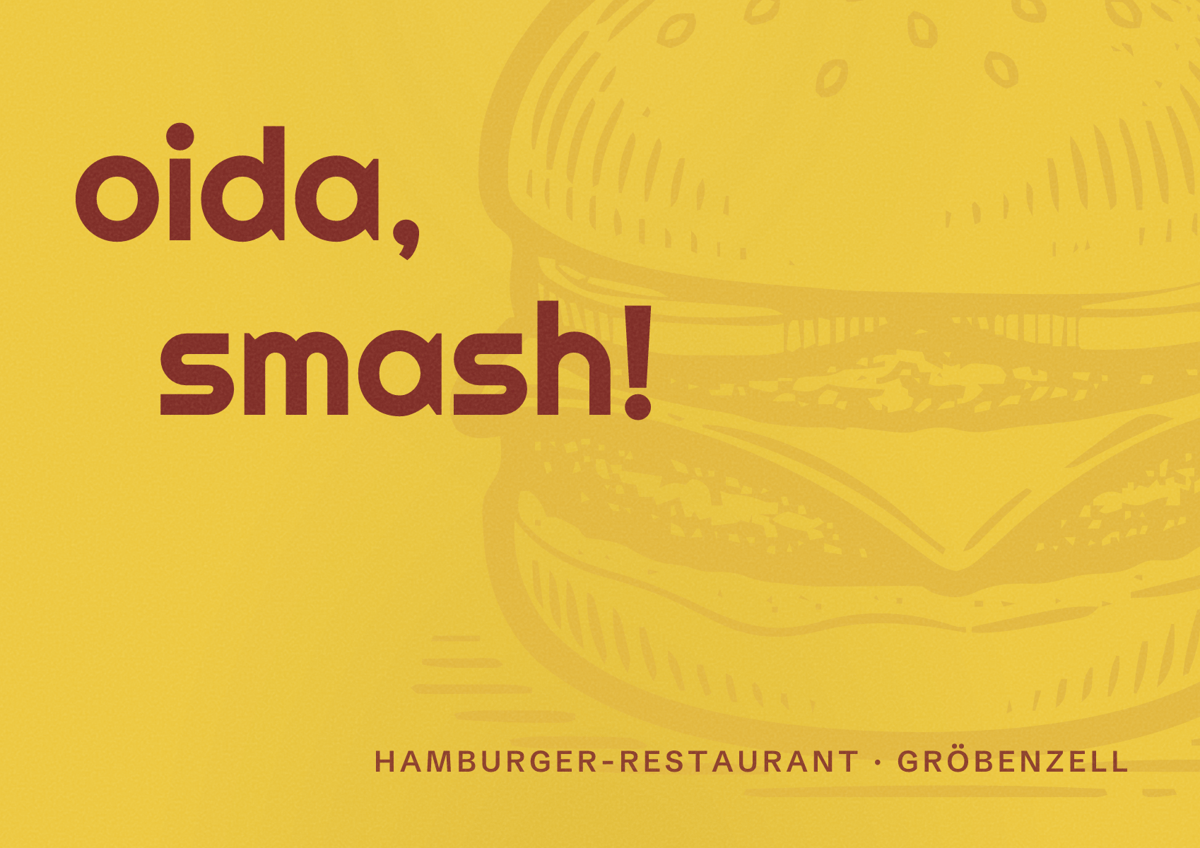 Illustriertes Poster von oida, smash!, Hamburger-Restaurant in Gröbenzell