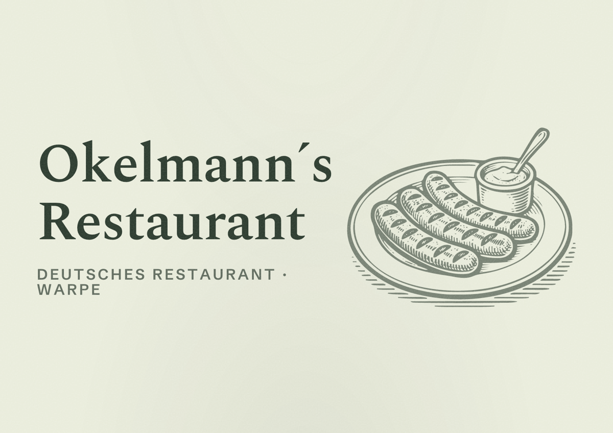 Illustriertes Poster von Okelmann´s Restaurant, Deutsches Restaurant in Warpe