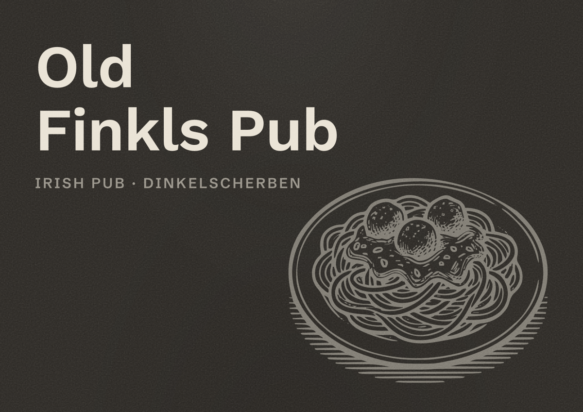 Illustriertes Poster von Old Finkls Pub, Irish Pub in Dinkelscherben