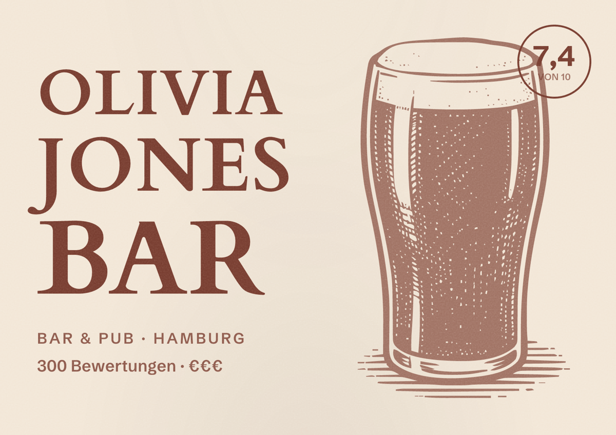 Illustriertes Poster von Olivia Jones Bar, Bar & Pub in Hamburg: Bewertung 7,4 von 10 aus 300 Bewertungen, Preisniveau €€€