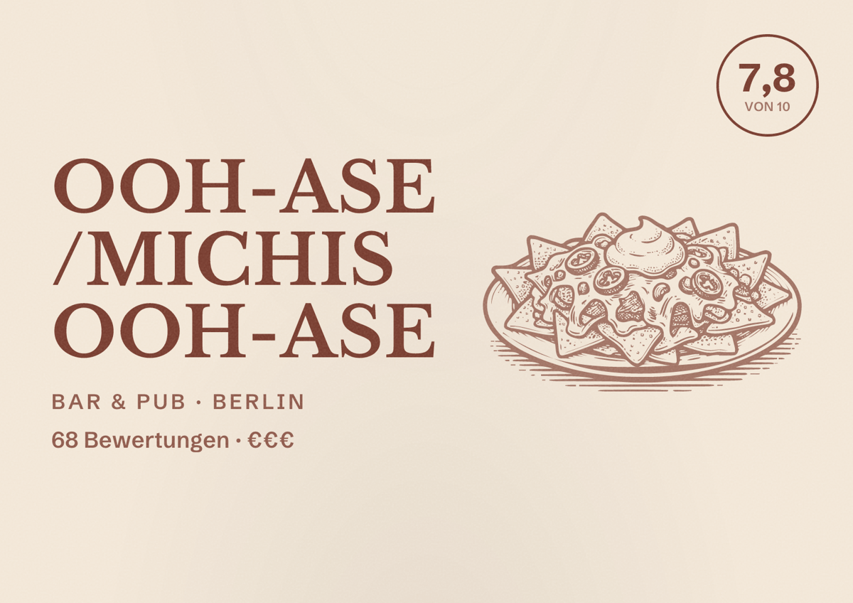 Illustriertes Poster von Ooh-ase /Michis Ooh-ase, Bar & Pub in Berlin: Bewertung 7,8 von 10 aus 68 Bewertungen, Preisniveau €€€