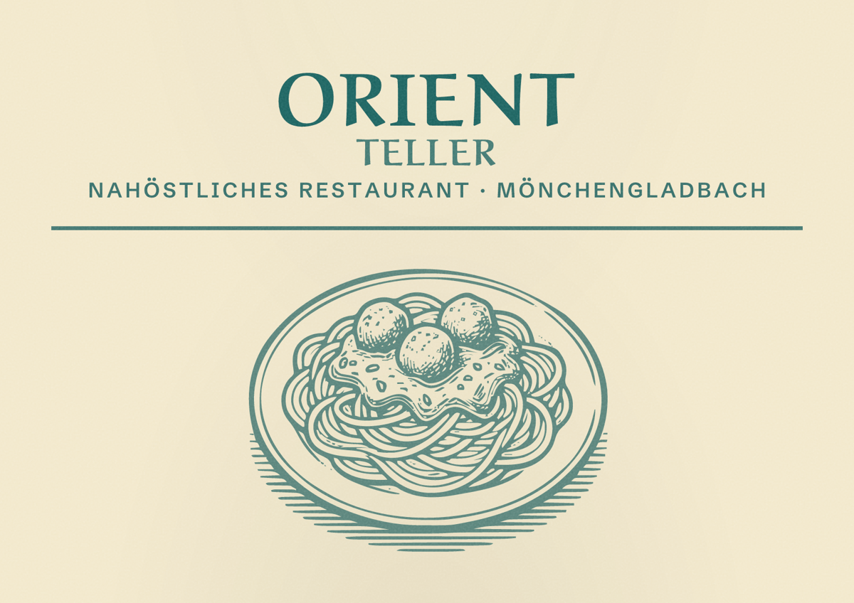 Illustriertes Poster von Orient Teller, Nahöstliches Restaurant in Mönchengladbach
