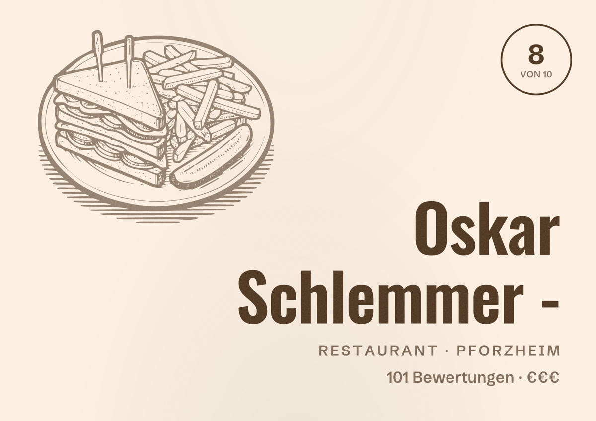 Illustriertes Poster von Oskar Schlemmer -, Restaurant in Pforzheim: Bewertung 8 von 10 aus 101 Bewertungen, Preisniveau €€€