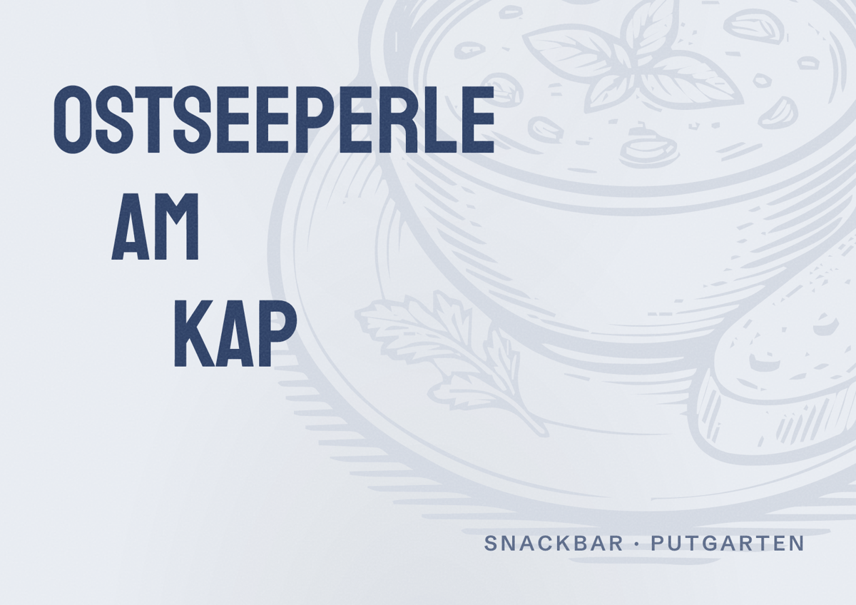 Illustriertes Poster von Ostseeperle am Kap, Snackbar in Putgarten