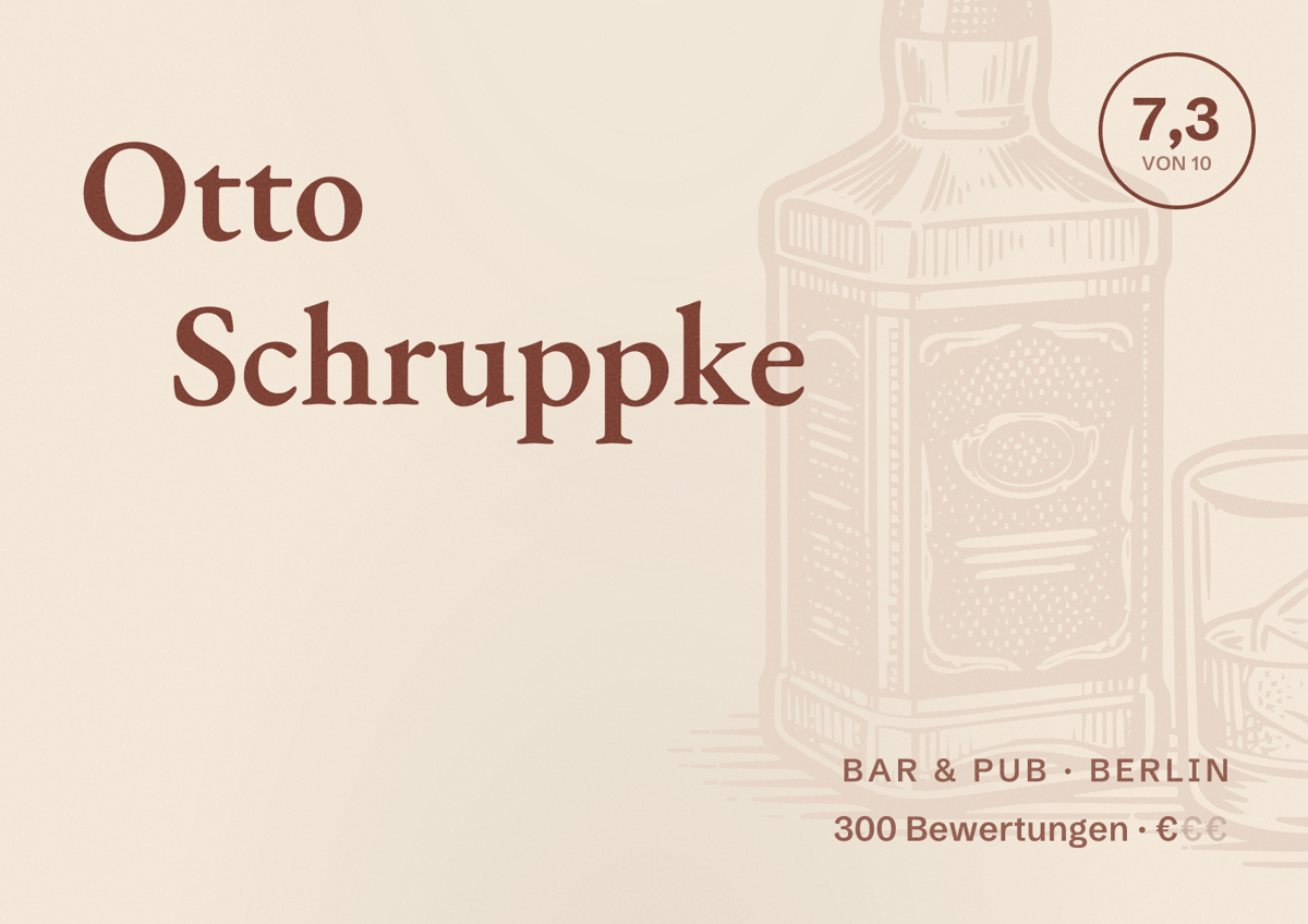 Illustriertes Poster von Otto Schruppke, Bar & Pub in Berlin: Bewertung 7,3 von 10 aus 300 Bewertungen, Preisniveau €