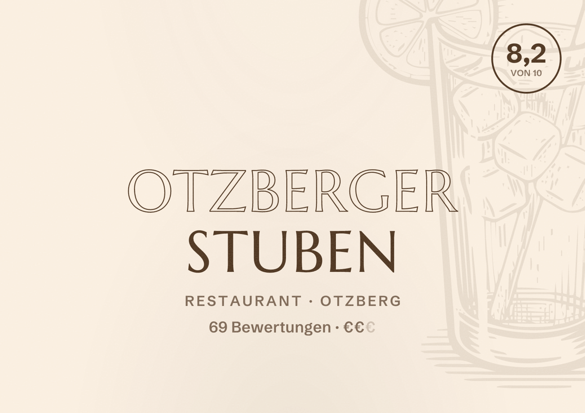 Illustriertes Poster von Otzberger Stuben, Restaurant in Otzberg: Bewertung 8,2 von 10 aus 69 Bewertungen, Preisniveau €€
