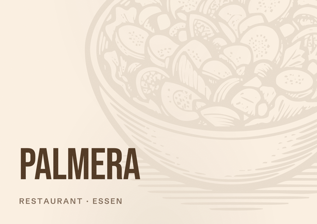 Illustriertes Poster von Palmera, Restaurant in Essen