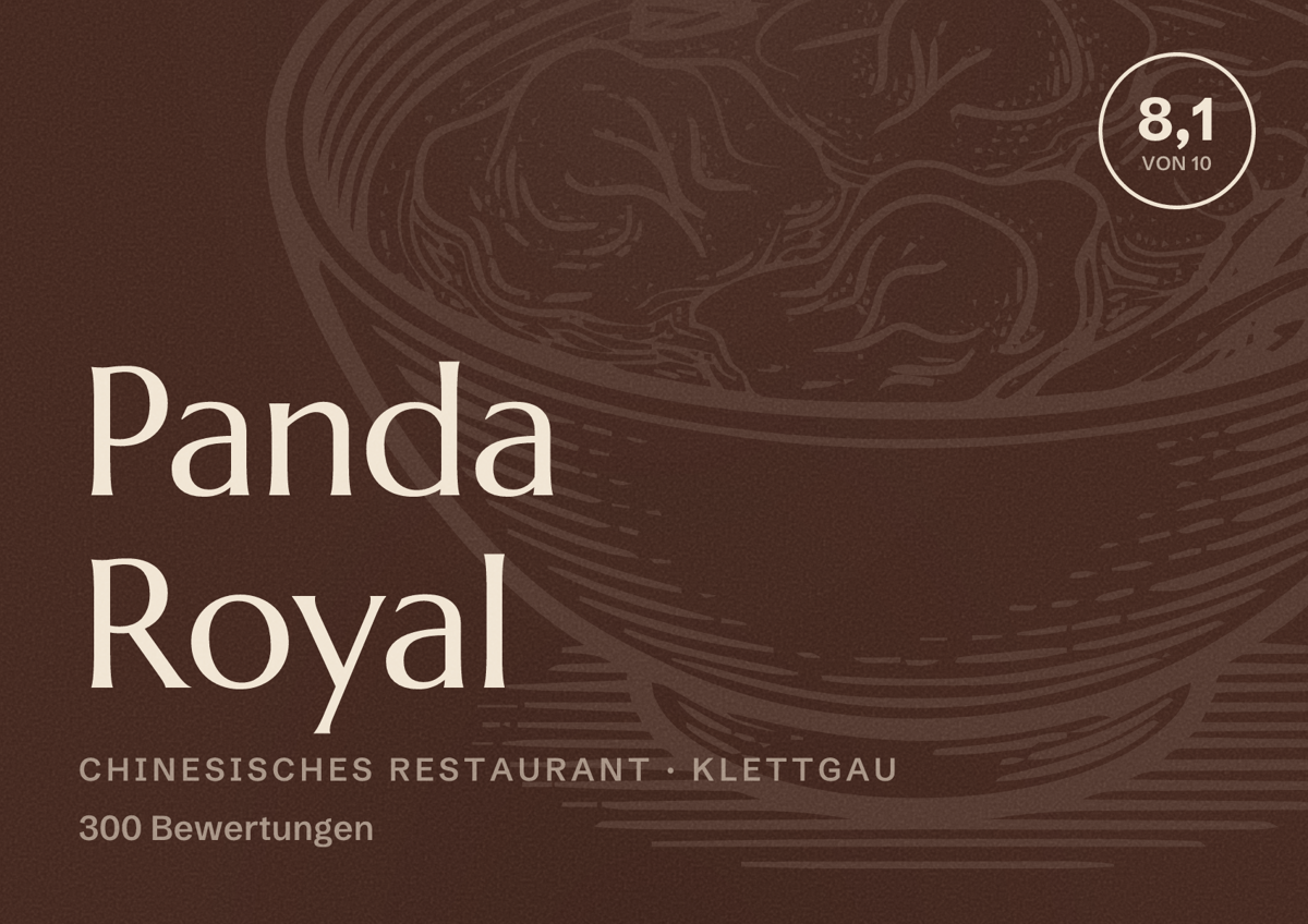 Illustriertes Poster von Panda Royal, Chinesisches Restaurant in Klettgau: Bewertung 8,1 von 10 aus 300 Bewertungen