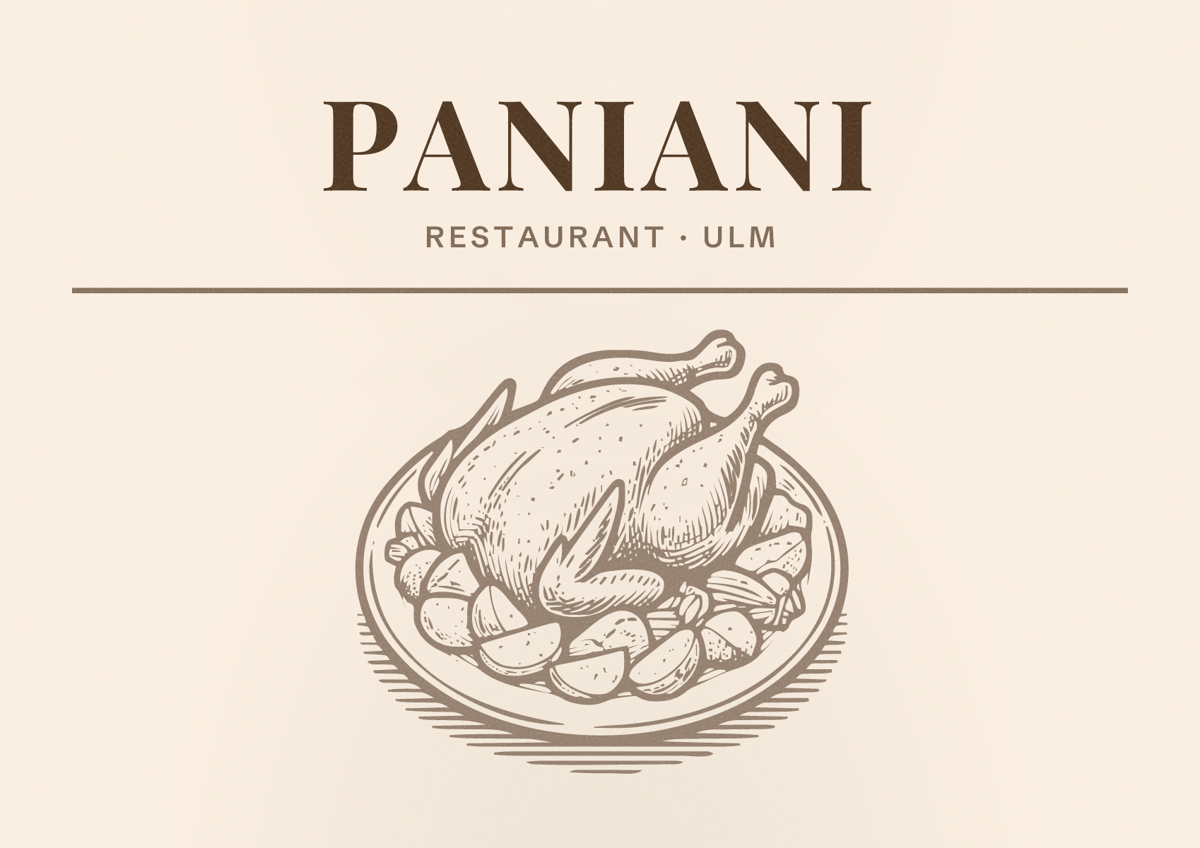 Illustriertes Poster von Paniani, Restaurant in Ulm