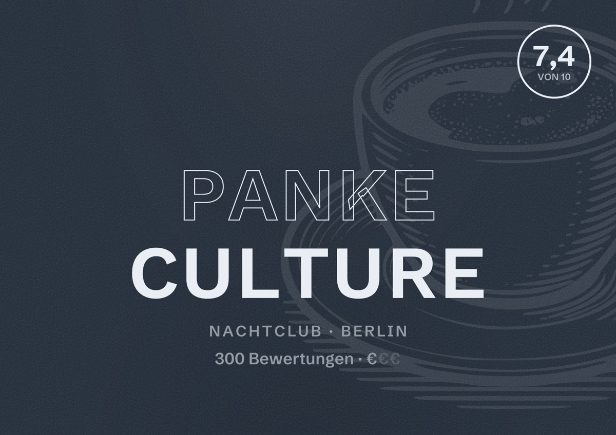 Illustriertes Poster von Panke Culture, Nachtclub in Berlin: Bewertung 7,4 von 10 aus 300 Bewertungen, Preisniveau €