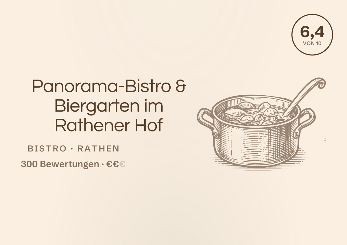 Illustriertes Poster von Panorama-Bistro & Biergarten im Rathener Hof, Bistro in Rathen: Bewertung 6,4 von 10 aus 300 Bewertungen, Preisniveau €€