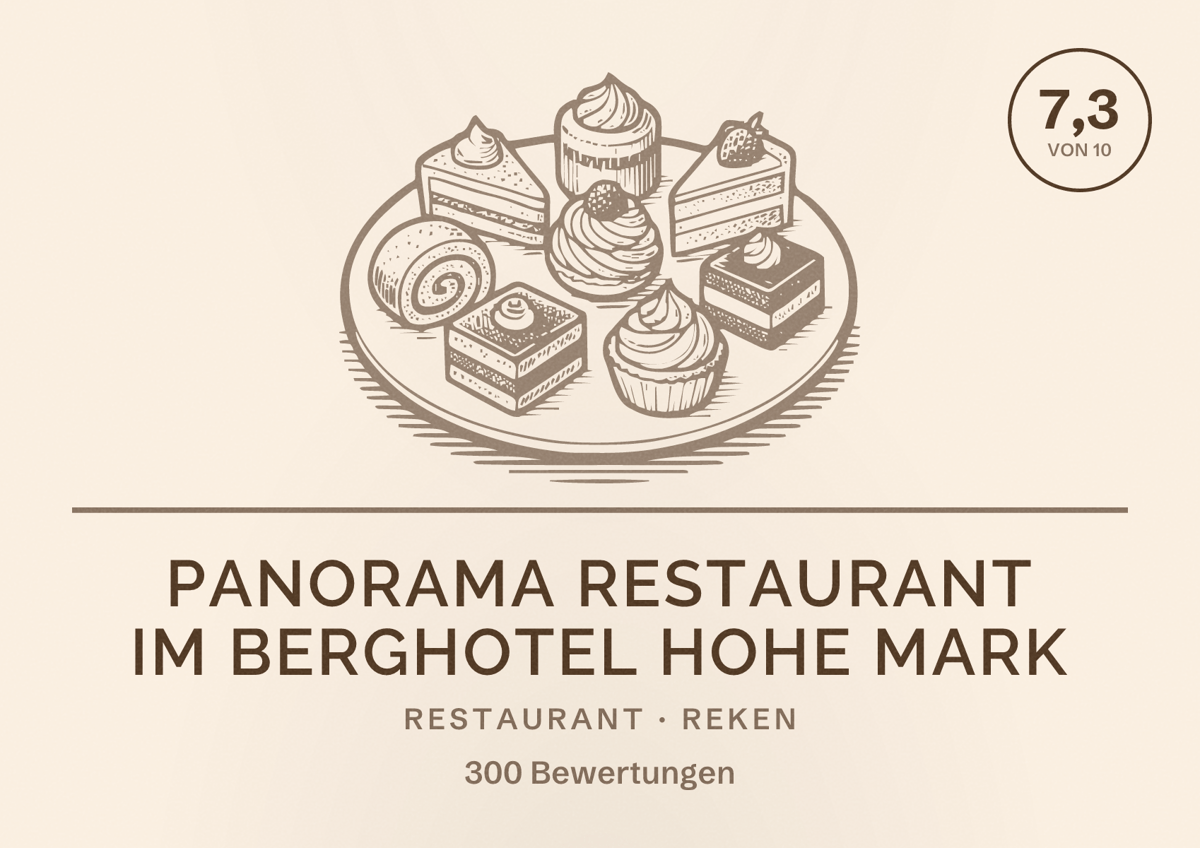 Illustriertes Poster von Panorama Restaurant im Berghotel Hohe Mark, Restaurant in Reken: Bewertung 7,3 von 10 aus 300 Bewertungen