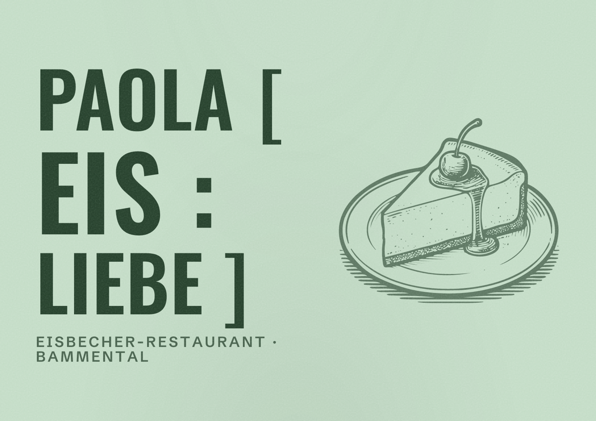 Illustriertes Poster von PAOLA [ EIS : liebe ], Eisbecher-Restaurant in Bammental