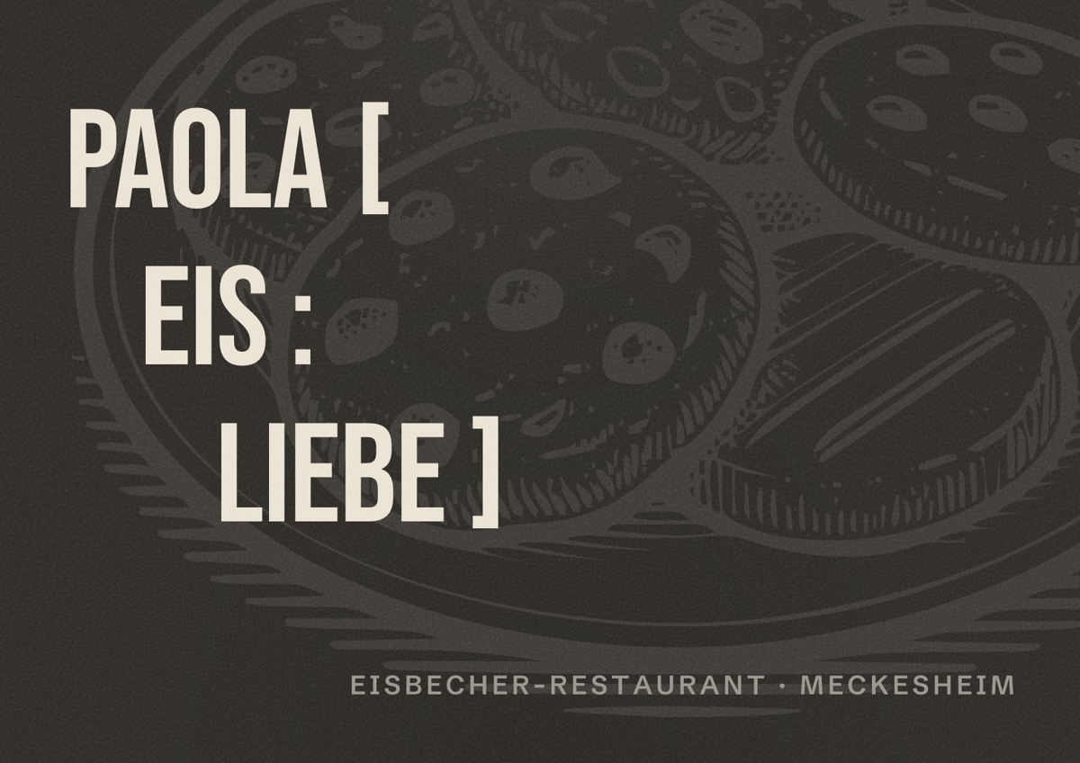 Illustriertes Poster von PAOLA [ EIS : liebe ], Eisbecher-Restaurant in Meckesheim