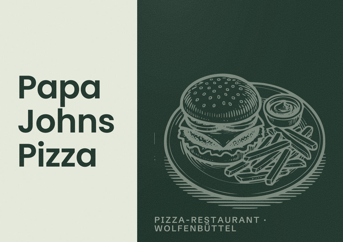 Illustriertes Poster von Papa Johns Pizza, Pizza-Restaurant in Wolfenbüttel