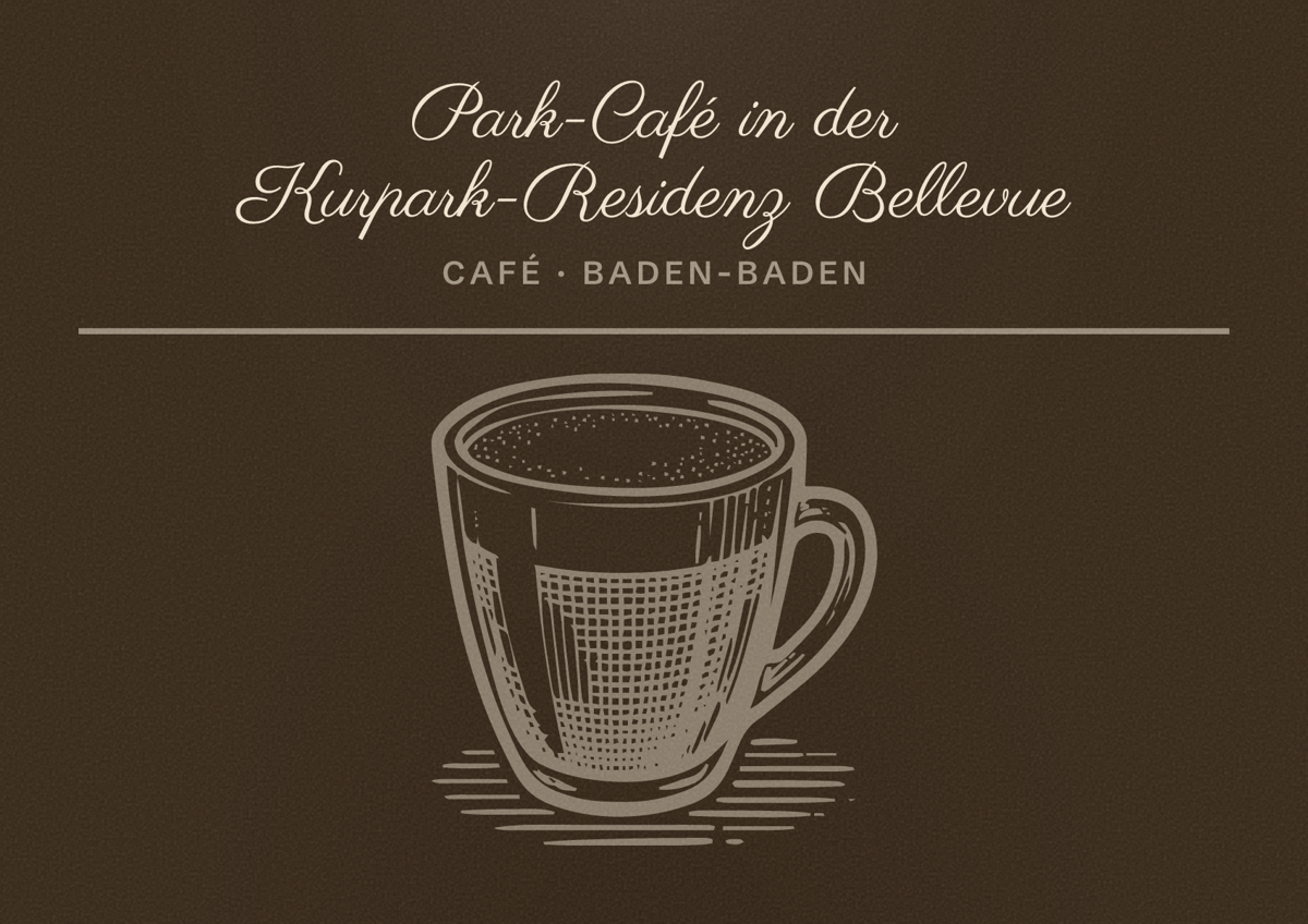 Illustriertes Poster von Park-Café in der Kurpark-Residenz Bellevue, Café in Baden-Baden