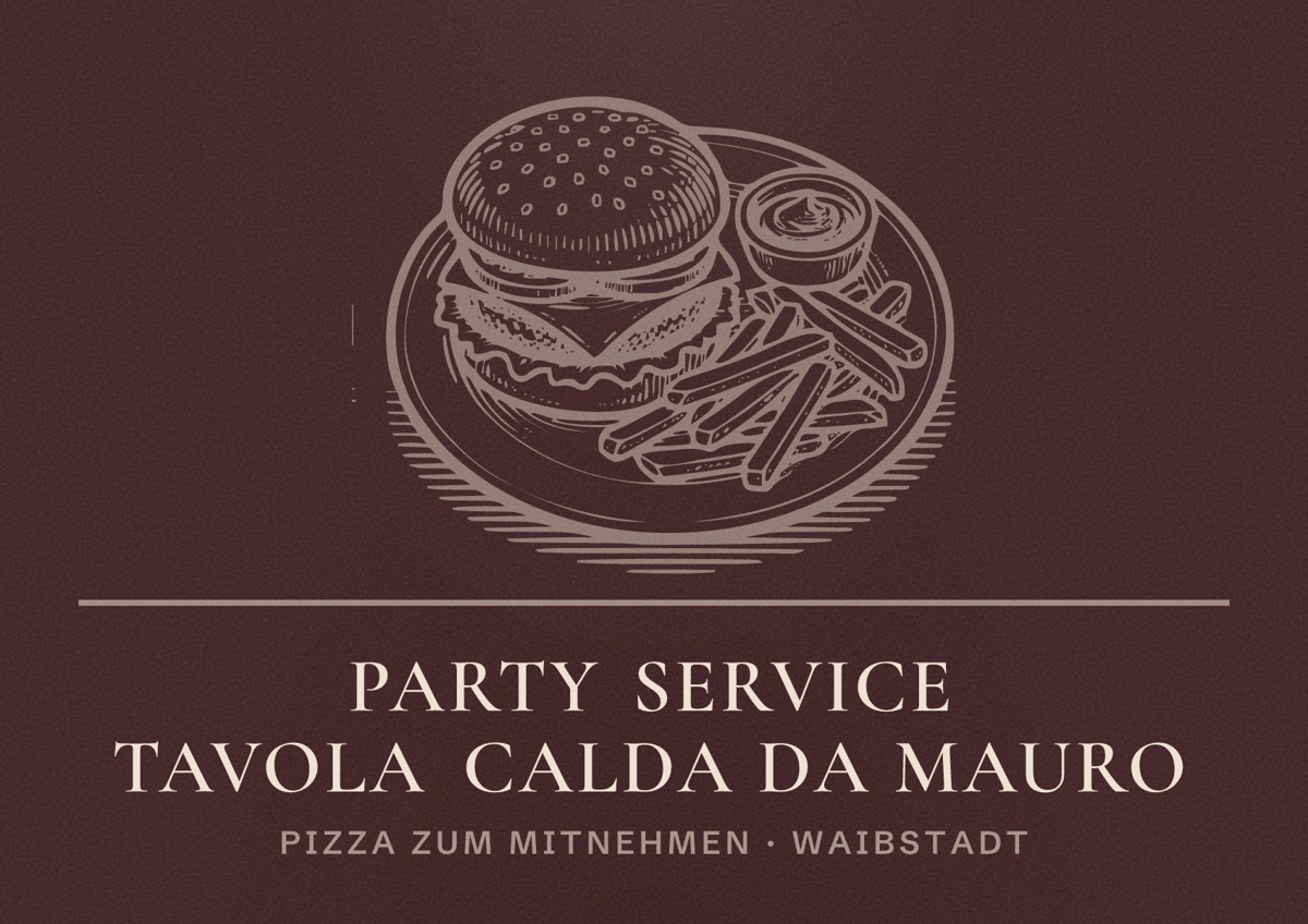 Illustriertes Poster von Party Service Tavola Calda da Mauro, Pizza zum Mitnehmen in Waibstadt