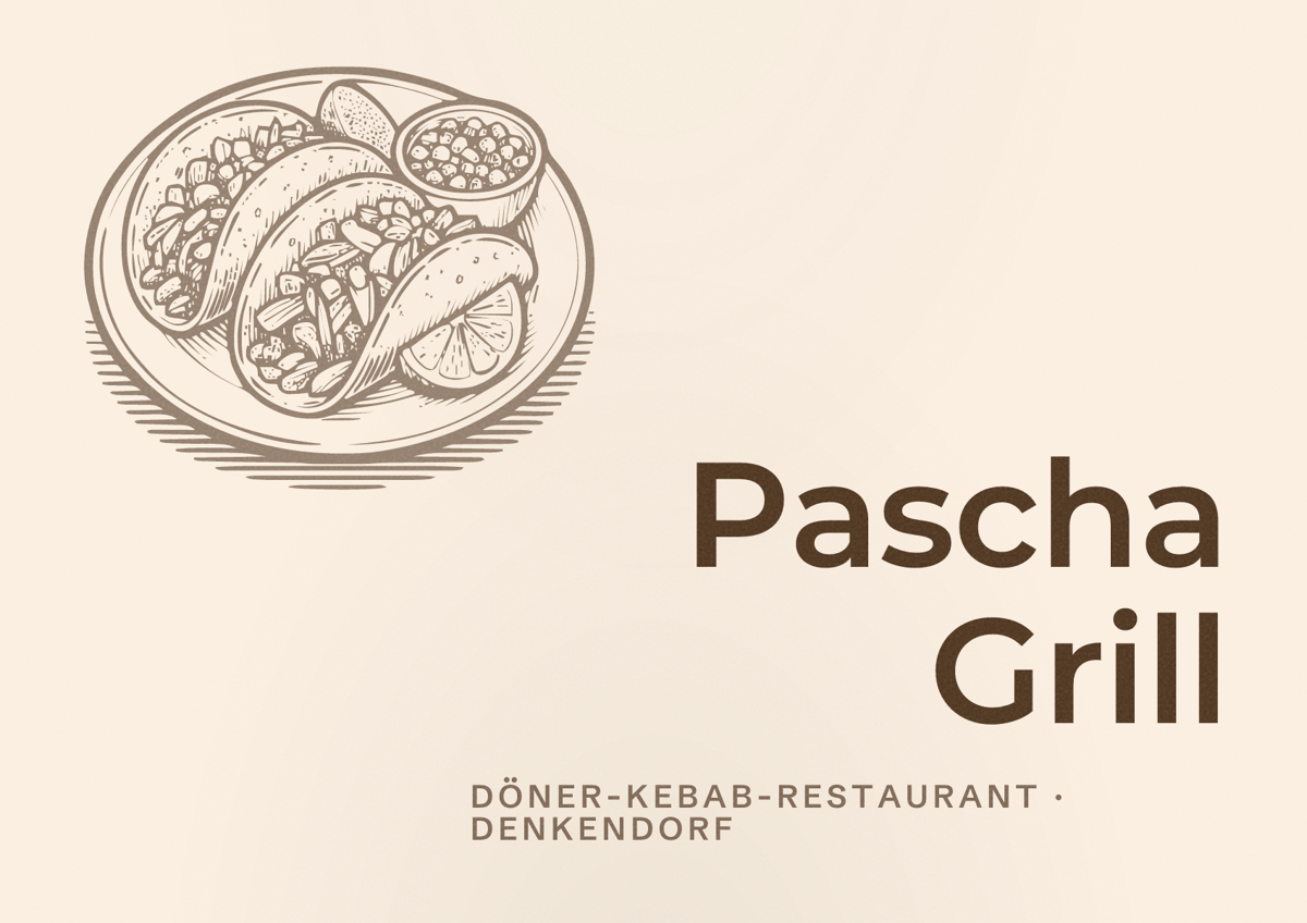 Illustriertes Poster von Pascha Grill, Döner-Kebab-Restaurant in Denkendorf