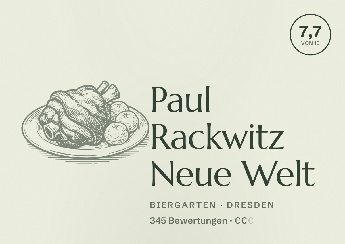 Illustriertes Poster von Paul Rackwitz Neue Welt, Biergarten in Dresden: Bewertung 7,7 von 10 aus 345 Bewertungen, Preisniveau €€