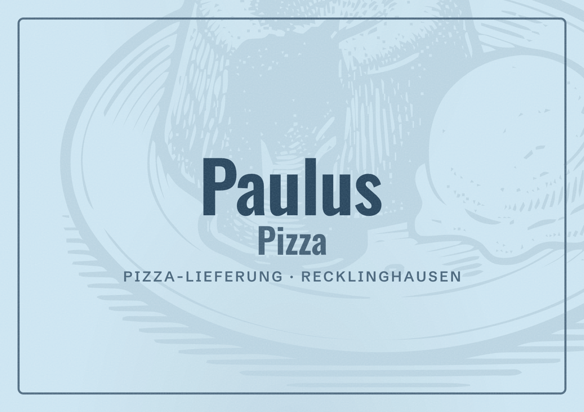 Illustriertes Poster von Paulus Pizza, Pizza-Lieferung in Recklinghausen