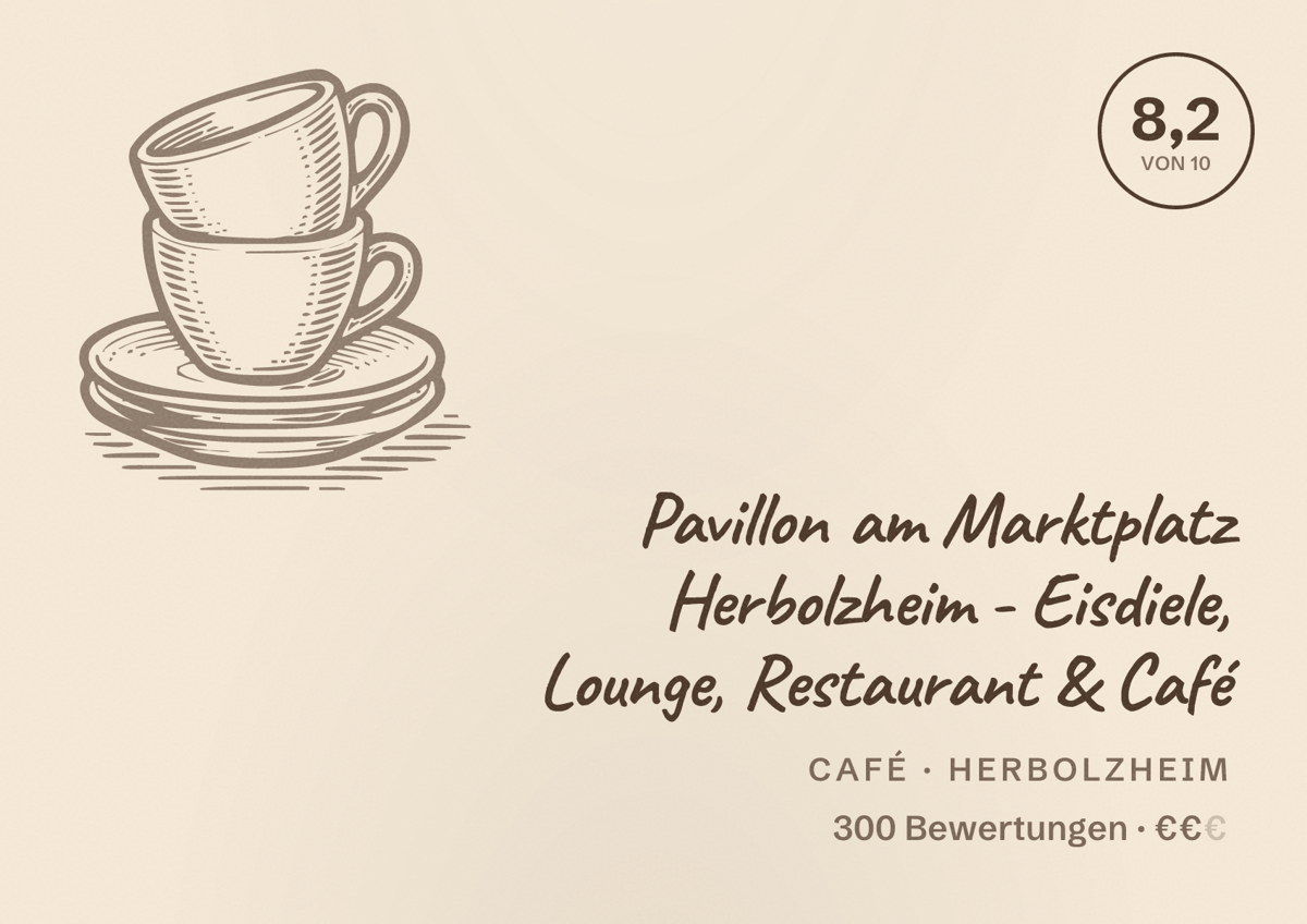 Illustriertes Poster von Pavillon am Marktplatz Herbolzheim - Eisdiele, Lounge, Restaurant & Café, Café in Herbolzheim: Bewertung 8,2 von 10 aus 300 Bewertungen, Preisniveau €€